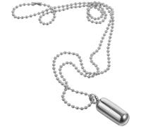 RORPOIR Pendentif avec Capsule Creuse Fonctionnelle Pilule Collier Ouvrable en Acier Titane Argenté pour Ranger Pilules ou Cheveux pour Homme