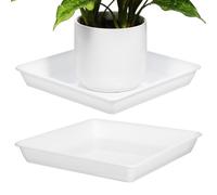 RORPOIR Plateau de Drainage en PVC Lot de 2 pour Pot Carré Blanc | Résistant à Casse, Entretien Facile, Protection et Drainage, Usage Intérieur et Extérieur