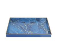 RORPOIR Plateau de Service rectangulaire en Plastique Effet marbré (rectangulaire, Bleu) - Porte-Bougie décoratif pour la Cuisine, la Salle de Bain, la Table Basse ou Le Plan de Travail.