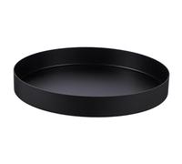 RORPOIR Plateau Rond Métal Noir Plateau De Service Multifonctionnel pour Décoration Rangement Et Présentation Design Élégant Et Inoxydable pour Cuisine Salon Et Bureau
