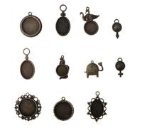 RORPOIR Plateaux Vierges Plusieurs styles 9 Pièces pour Bijoux Camée en Alliage Supports Médaillons Variés, Accessoires DIY pour Création de Pendentifs Personnalisés Plusieurs styles