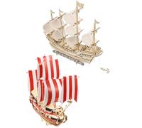 RORPOIR Puzzle 2 Sets Stimule L'observation Minutie 3D en Bois de Maquettes de Voilier à Construire pour Adultes et Garçon et Filles Décoration Maison