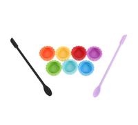 RORPOIR Set de 7 Gamelles en Silicone pour Petits Reptiles et Lézards Bords Silencieux et Résistants aux Morsures, Cuillère en Silicone Incluse, Forme Peu Profonde et Large