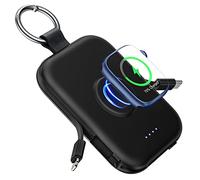 RORRY Batterie Externe de téléphone Portable 5000 mAh avec câbles intégrés, Porte-clés Compatible avec iPhone 16/15/14/13/12 et Apple Watch 9/Ultra 2/8/Ultra/7/6/Se/5/4, Noir