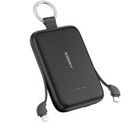 RORRY CharmGo Batterie Externe 10 000 mAh, PD 30 W, Charge Rapide, Chargeur Portable avec câbles intégrés et Porte-clés, Batterie Externe Portable pour iPhone 17/16/15, AirPods 2/3/4/Pro, Noir