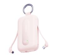 RORRY CharmGo Chargeur Portable, 20 000 mAh PD 30 W, 4 en 1, câbles intégrés, Batterie à Charge Rapide avec Porte-clés, Essentiels de Voyage pour iPhone 17/16/15, iPad Air/Pro, Rose