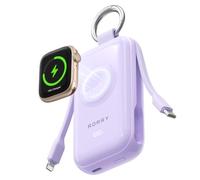 RORRY CharmGo Chargeur Portable 45 W à Charge Rapide, 10 000 mAh avec câbles intégrés, Batterie pour iPhone 17/16/15/14/13/12/11 Pro/Max et Apple Watch Ultra/11/10/9/SE, iPad, Violet