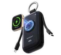 RORRY CharmGo Chargeur Portable 45 W à Charge Rapide, 10 000 mAh avec câbles intégrés, Batterie pour iPhone 17/16/15/14/13/12/11 Pro/Max et Apple Watch Ultra/11/10/9/SE, iPad, Noir