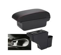 RORVECQ Boîte D'accoudoir Central Pour N&issan Pour NOTE Accoudoir Auto Détails Intérieurs Pièces De Rétrofit Boîte De Rangement Cendrier(B1 Noir rouge 3USB)