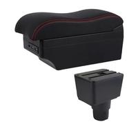 RORVECQ Boîte D'accoudoir Pour F&ord Pour Ecosport 2018 2019 2020 2021 Accoudoir Cuir Console Centrale Stockage USB Accessoire Auto(Ligne rouge E2)