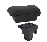 RORVECQ Boîte D'accoudoir Voiture Pour F&ord Pour Focus 3 Mk3 2011 2012 2013 2014 2015 2016 2017 2018 2019 2020 Boîte De Rangement Centrale(B1 Noir rouge 3USB)