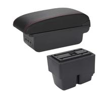 RORVECQ Console Intérieur Rangement Accessoires Pour F&ord Pour Fiesta Boîte Accoudoir Pour F&ord Pour Fiesta MK7 2009-2017(B1 Noir rouge 3USB)