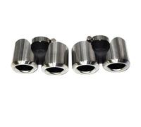 RORVECQ Embout D'échappement Pour Land Rover Pour Defender 90 110 130 2020-2024 Embout De Silencieux Amélioré En Fibre De Carbone Noir Carré À Quatre Sorties(Silver Round,2.0)