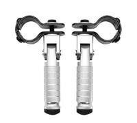 RORVECQ Pièce moto en aluminium CNC 8mm Pédales universelles Repose-pieds pliés Pour Motos Cyclomoteurs Karts Scooters(Argent)