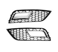 RORVECQ Pour A4 B8.5 2013-2016 1 Paire Calandres Avant Voiture Grilles Phares Antibrouillard En Maille Nid D'abeille Style RS4 Couverture Calandre Course(Chrome Silver)