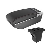RORVECQ Pour C&hevrolet Pour AVEO Accoudoir Voiture Boîte De Rangement Centrale Avec Porte-gobelet Pièces Auto Stockage Double Couche(Noir rouge Pas d'USB)