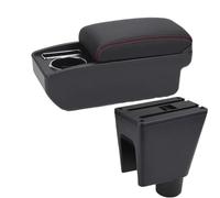 RORVECQ Pour Chevrolet Pour Spark Boîte D'accoudoir Pour Chevrolet Pour Spark 3 III Pour Aveo T200 Boîte De Rangement Auto Porte-gobelet(C1 Noir rouge PAS d'USB)