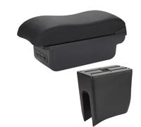 RORVECQ Pour Dacia Pour Spring Accoudoir Pour Renault Pour K-ZE Boîte D'accoudoir Auto Cuir Surface Courbe Boîte D'accoudoir Centrale(B2 ligne noire 3USB)