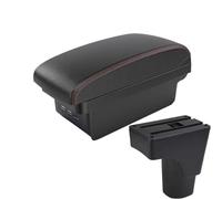 RORVECQ Pour Datsun GO Boîte À Accoudoir Pour Datsun GO Plus Accoudoir Central Universel Pour Voiture Boîte De Rangement Porte-gobelet(B1 Noir rouge 3USB)