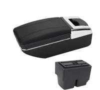 RORVECQ Pour F&ord Pour Fiesta Boîte De Repose-bras Pour Fiesta MK7 Repose-bras Voiture 2009-2017 Boîte De Rangement Accessoires Intérieurs(Ligne noire A2 Pas d'USB)
