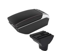 RORVECQ Pour Hyundai I20 Accoudoir Voiture Boîte De Rangement Cuir Surface Courbée(Black red 7 USB)
