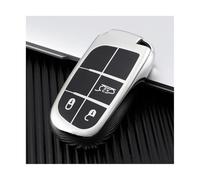 RORVECQ pour Jeep pour Renegade pour Grand pour Cherokee pour Dodge pour Journey pour Charger pour Chrysler 200 300C TPU Coque Clé Voiture(Argent)