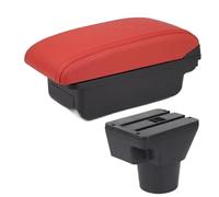 RORVECQ Pour KIA Pour Rio 2 Boîtier D'accoudoir Pour KIA Pour Rio 2006-2011 Boîtier D'accoudoir Auto Accessoires Intérieur Boîte De Rangement Rénovation(A4 rouge sans USB)