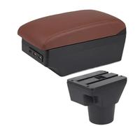 RORVECQ Pour KIA Pour Rio 2 Boîtier D'accoudoir Pour KIA Pour Rio 2006-2011 Boîtier D'accoudoir Auto Accessoires Intérieur Boîte De Rangement Rénovation(C6 brown 7USB)