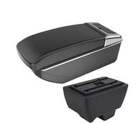 RORVECQ Pour Mahindra Pour Bolero Boîte Accoudoir Universelle Console Centrale Rangement Porte-gobelet Cendrier(B1 Black red NO USB)