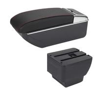 RORVECQ Pour MAZDA 2 Accoudoir Pour Mazda 2 Pour Demio Boîte D'accoudoir De Voiture Rétrofit Boîte De Rangement Accessoires Auto Détails Intérieurs(D1 Noir rouge Pas d'USB)