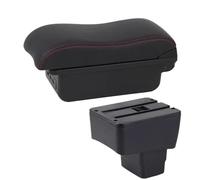 RORVECQ Pour MAZDA CX-3 Accoudoir Pour Mazda 2 Pour Skyactiv Pour Version Cx3 Boîte D'accoudoir Voiture Boîte De Rangement Surface Incurvée Cuir(B1 Noir rouge 3USB)