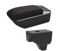 RORVECQ Pour Peugeot 2008 Pour Peugeot 208 Boîte Accoudoir Auto 2019-2024 Pièces De Rechange Détails Intérieurs Boîte De Rangement Accessoires(D1 Noir rouge Pas d'USB)