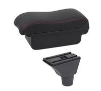 RORVECQ Pour Renault Pour Sandero Stepway Boîte D'accoudoir Repose-bras Console Centrale Coffre De Rangement Avec Porte-gobelet(A1 Black red leather)