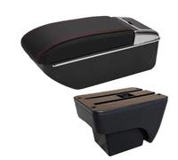 RORVECQ Pour Seat Pour Ibiza 6j Pour Ibiza 6L 2018-2025 Boîte D'accoudoir Pour Voiture Boîte De Rangement Auto Accessoires Auto Retrofit Intérieur(D1 Noir rouge Pas d'USB)
