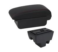 RORVECQ Pour Seat Pour Toledo Boîte D'accoudoir Pour Toledo Boîte D'accoudoir Auto Boîte De Rangement Centrale Retrofit Intérieur Avec USB(B1 ligne rouge 3USB)