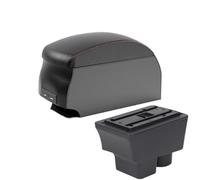 RORVECQ Pour Skoda Pour FABIA Boîte Accoudoir Pour Skoda Pour Fabia II 2008-2014 Accoudoir Central Coffre De Rangement Retrofit Avec USB(B1 Black Red double)