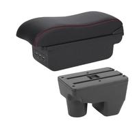 RORVECQ Pour Toyota Pour Yaris Pour Elegant 2021-2024 Boîte D'accoudoir Pour Voiture Boîte De Rangement Pièces Retrofit Accoudoir Intérieur(B1 Noir rouge 3USB)