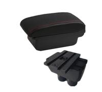 RORVECQ Pour VW Pour T&ouran Boîtier Bras De Confort Boîte De Rangement Centrale Accessoires Auto Intérieurs De Retrofitting(A1 Noir rouge SANS USB)