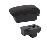 RORVECQ Pour VW Pour Virtus Boîte D'accoudoir Pour VW Pour Polo Accoudoir Auto 2019 2020 2021-2024 Boîte De Rangement Centrale Avec USB(Ligne rouge A1 Pas d'USB)