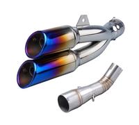 RORVECQ Silencieux D'échappement Intermédiaire Pour Moto Pour Benelli Pour Leoncino 250 502c TRK502C Avec Double Sortie AK En Acier Inoxydable(Style F)