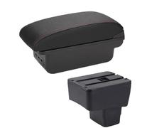 RORVECQ Version Skyactiv Accoudoir Auto Boîte De Rangement Accessoires Voiture Pour Mazda CX-3 Accoudoir Retrofit Pour Mazda 2(B1 Noir rouge 3USB)