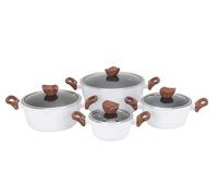 Rosa Bella BLANC casseroles INDUCTION 8 pièces avec couvercle en verre, set de casseroles induction, casseroles revêtues, set de
