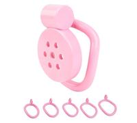 Rosa flacher Keuschheitskäfig, kleiner Keuschheitskäfig, männliche Keuschheitsvorrichtung, 5 Größen, abnehmbare Schwanzringe
