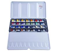ROSA Gallery Kit de peinture aquarelle professionnelle, 28 eaux de 2,5 ml, kit d'aquarelle de voyage portable, haute résistance à la lumière pour artistes, adultes dans un étui en métal