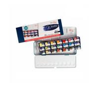 Rosa Lot de 21 pots de peinture aquarelle extra fins avec boîtier en métal Turquoise classique