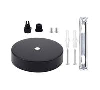 Rosace de Lustre Ronde Noire pour Lampe Suspendue, Cache Plafond | Fer et Plastique, Finition Mate Élégante, pour Câbles de Luminaire, Cuisines et Cafés, Support