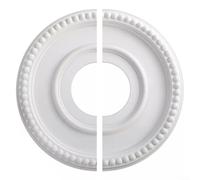 Rosace de plafond ronde divisée en PU pour ventilateur de plafond et lampe, plaque de recouvrement décorative blanche Ø 315 mm diamètre intérieur 100 mm, montage facile sans perçage