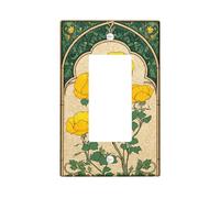 Rosace pour interrupteur à bascule simple pour salle de bain, feuilles vintage, arche, printemps, en plastique jaune, taille standard, accents muraux pour maison, salon, chambre à coucher, appartement