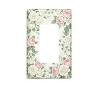 Rosace pour interrupteur à bascule simple pour salle de bain, vintage, feuilles romantiques, lierre, printemps, vert pastel, en plastique, taille standard, plaques murales décoratives pour maison