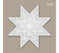 Rosace Profhome 157501 Dalle de plafond Élément décoratif 3d panneau mural Lambris mural Élement pour plafond style marocain oriental blanc 53,5 x 53,5 cm